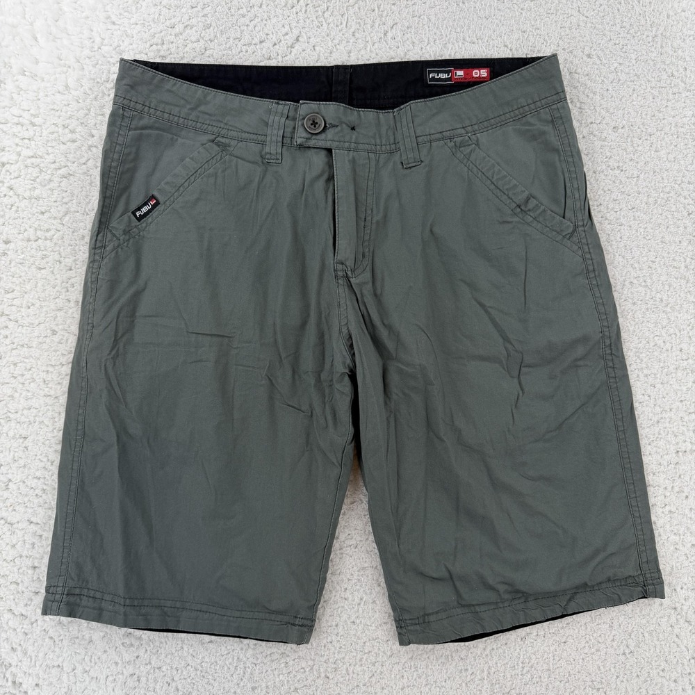 FUBU Shorts Mens 34 Black Reversible Chino Cotton Hip Hop Casual Y2K